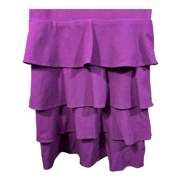 Theory Cupid Prosema Selma Plum Tiered Ruffled Dress with Button Detailing - Picture 4 of 6